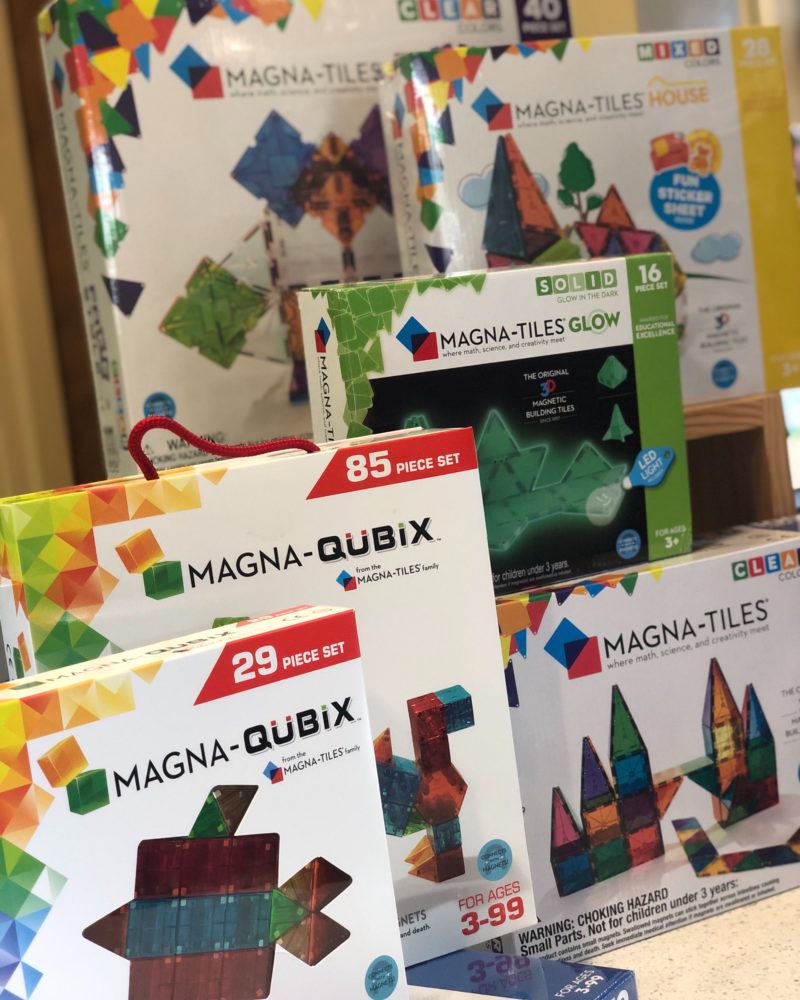 View of a variety of Magna-Tile and Mgna-Qubix sets.