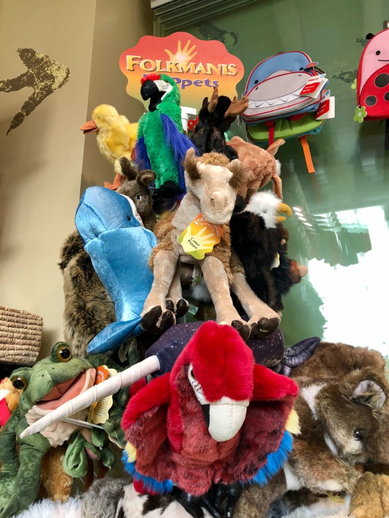 A view of a variety of Folkmanis puppets.