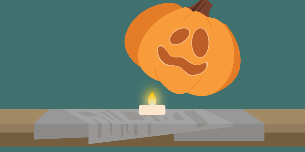 8. After cleaning up, you can put a tea light or another source of light inside your pumpkin.