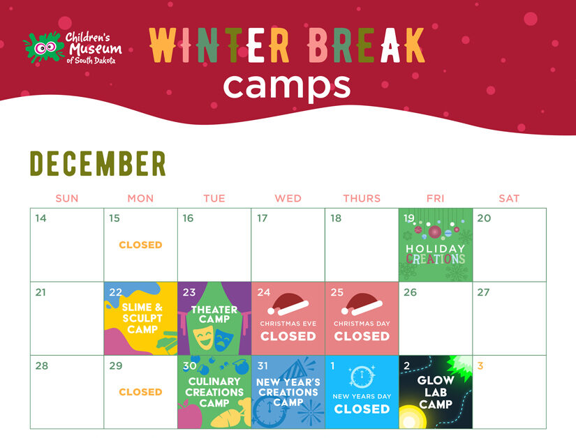 calendar of winter break camps 2025