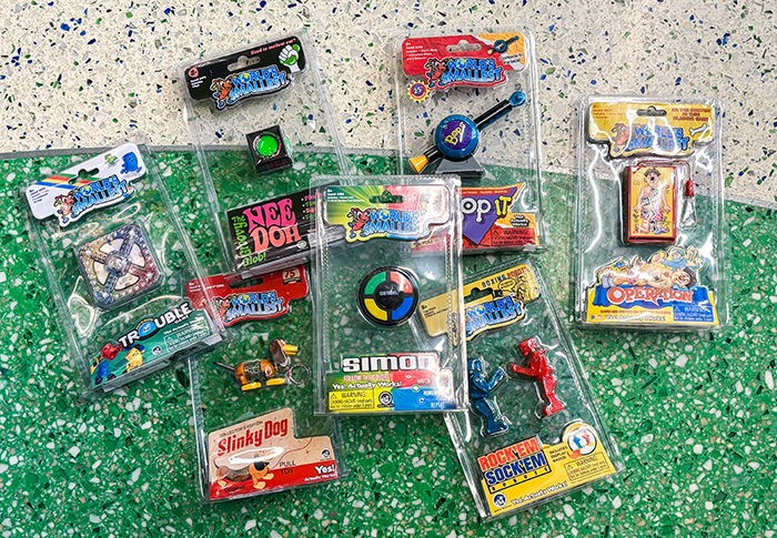 variety of world's smallest games including Bop It and Operation. 