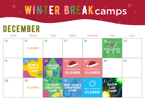 Winter Break Camps, Preschool Classes, and More!